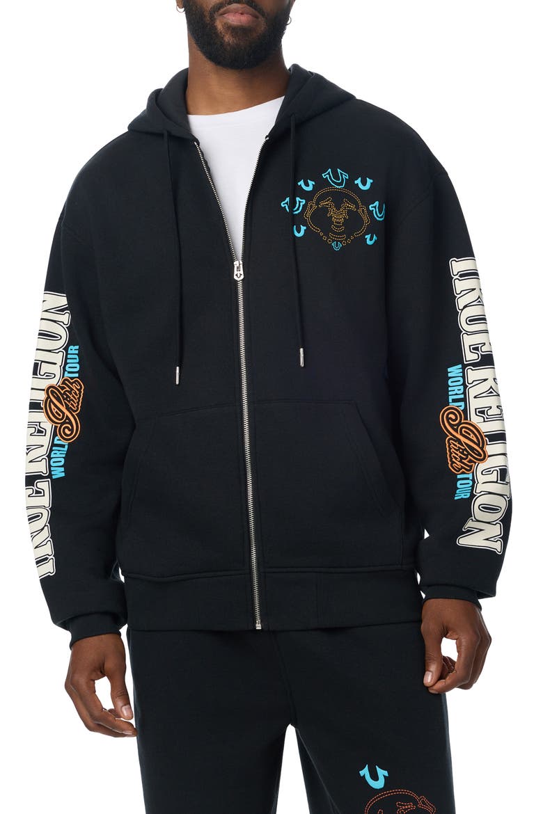 Southwest Zip Hoodie, Main, color, JET BLACK