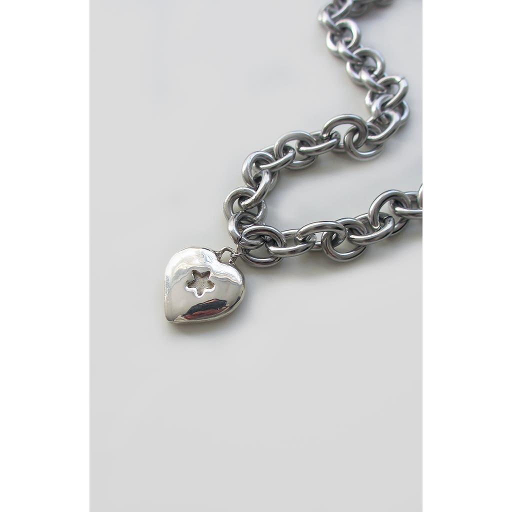 Rimor Jewelry Star Heart Cable Chain Choker In Silver