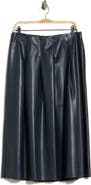 MAX STUDIO Pleated Faux Leather Midi Skirt