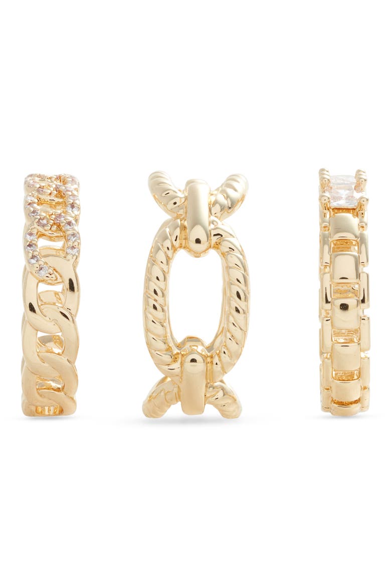 Set of 3 Stackable Rings, Alternate, color, CLEAR- GOLD
