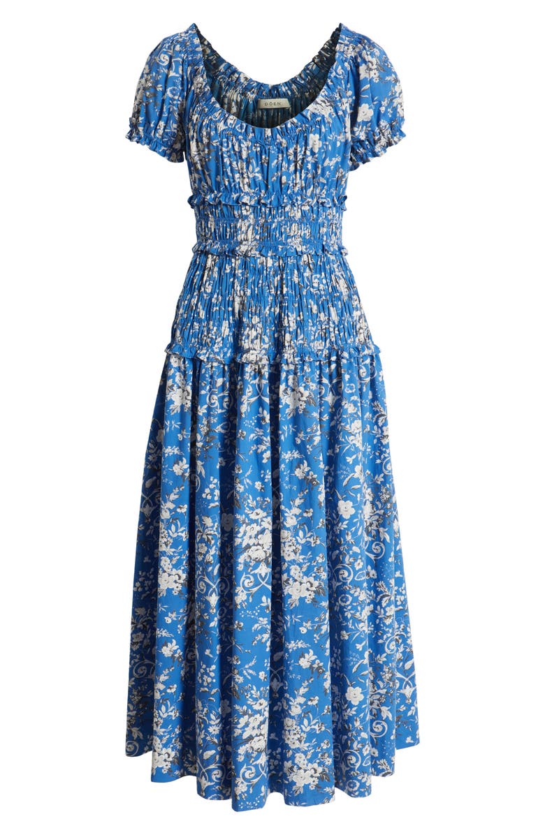 DÔEN Leanne Floral Cotton Voile Midi Dress, Alternate, color, Jardins De La Fontaine