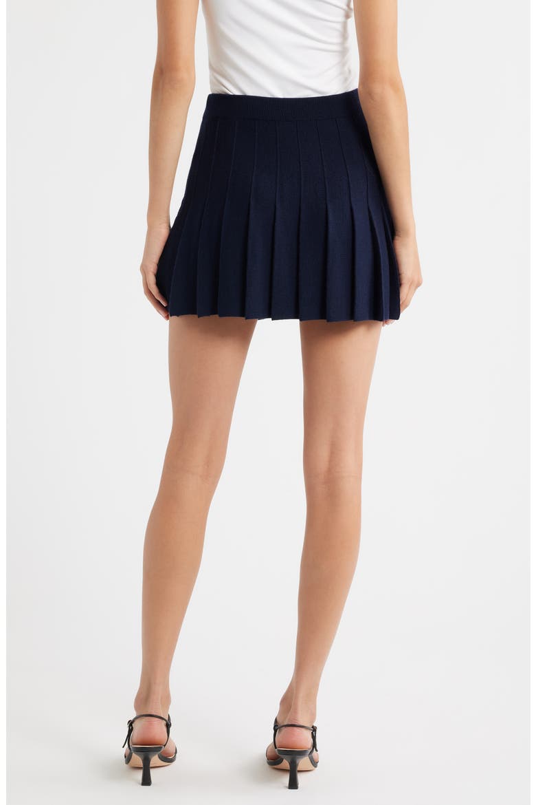 Mina Regenerative Merino Wool Pleated Skirt, Alternate, color, NAVY