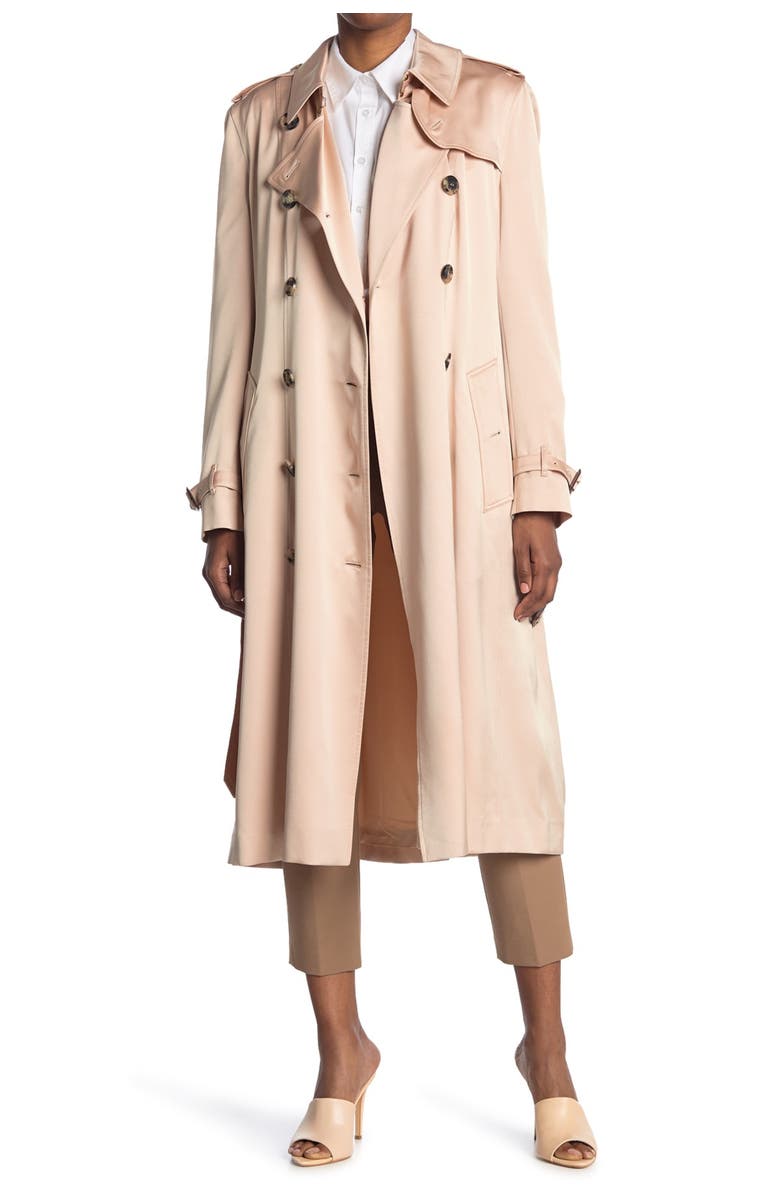 Burberry Boscastle Silk Trench Coat, Main, color, 