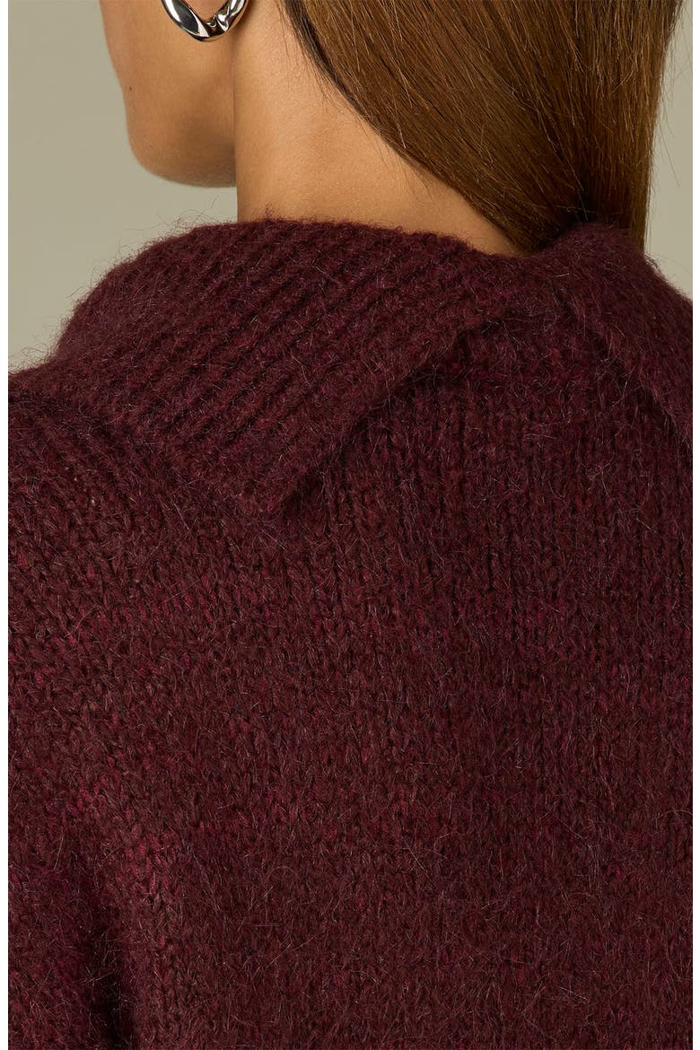 Cable Stitch Elbow Sleeve Turtleneck Sweater, Alternate, color, WINE