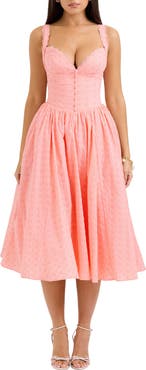 HOUSE OF CB Adalyn Eyelet Corset Midi Dress