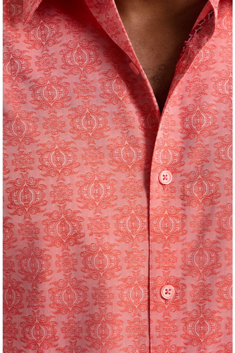 Stellman Cotton Button-Up Shirt, Alternate, color, CORAL