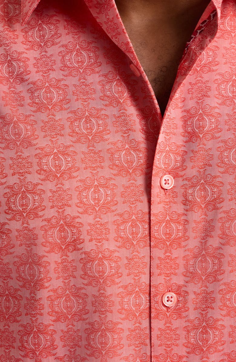 Robert Graham Stellman Cotton Button-Up Shirt, Alternate, color, Coral