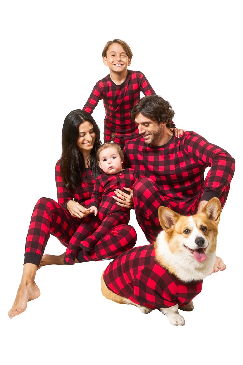 Women's Cotton Plaid Matching Family Holiday Pajamas, Alternate, color, Plaid Black & Red