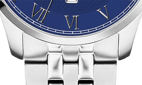 Alfred Sung Tempus Stainless Steel Bracelet Watch, 42mm In Silver Bracelet Blue Dial