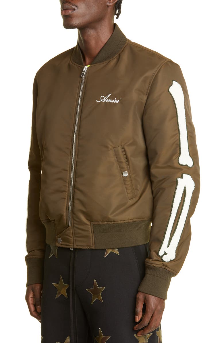 AMIRI Bones Nylon Bomber Jacket, Alternate, color, 