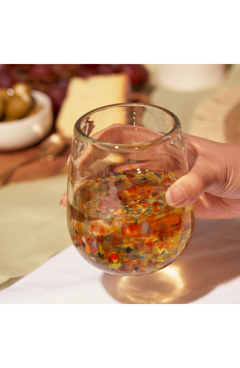 TWINE Segunda Vida Artistico Recycled Stemless Wine Glasses Set of 2, Alternate, color, Multicolor