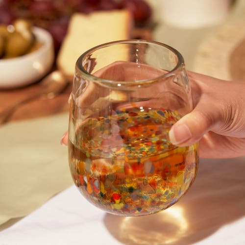 Twine Artistico Recycled Stemless Wine Glass Set In Multicolor