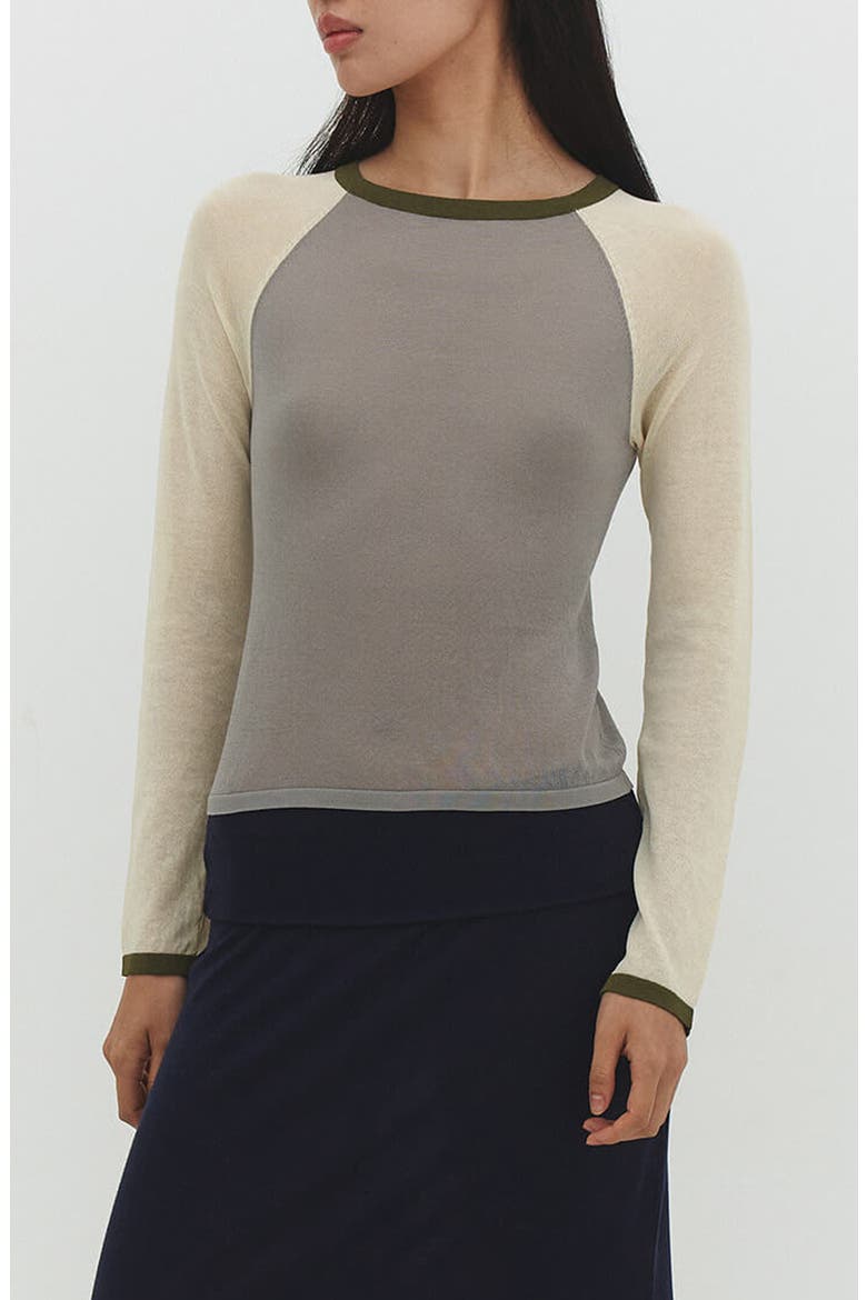 Colorblock Raglan Sleeve T-Shirt, Main, color, MATCHA MEL