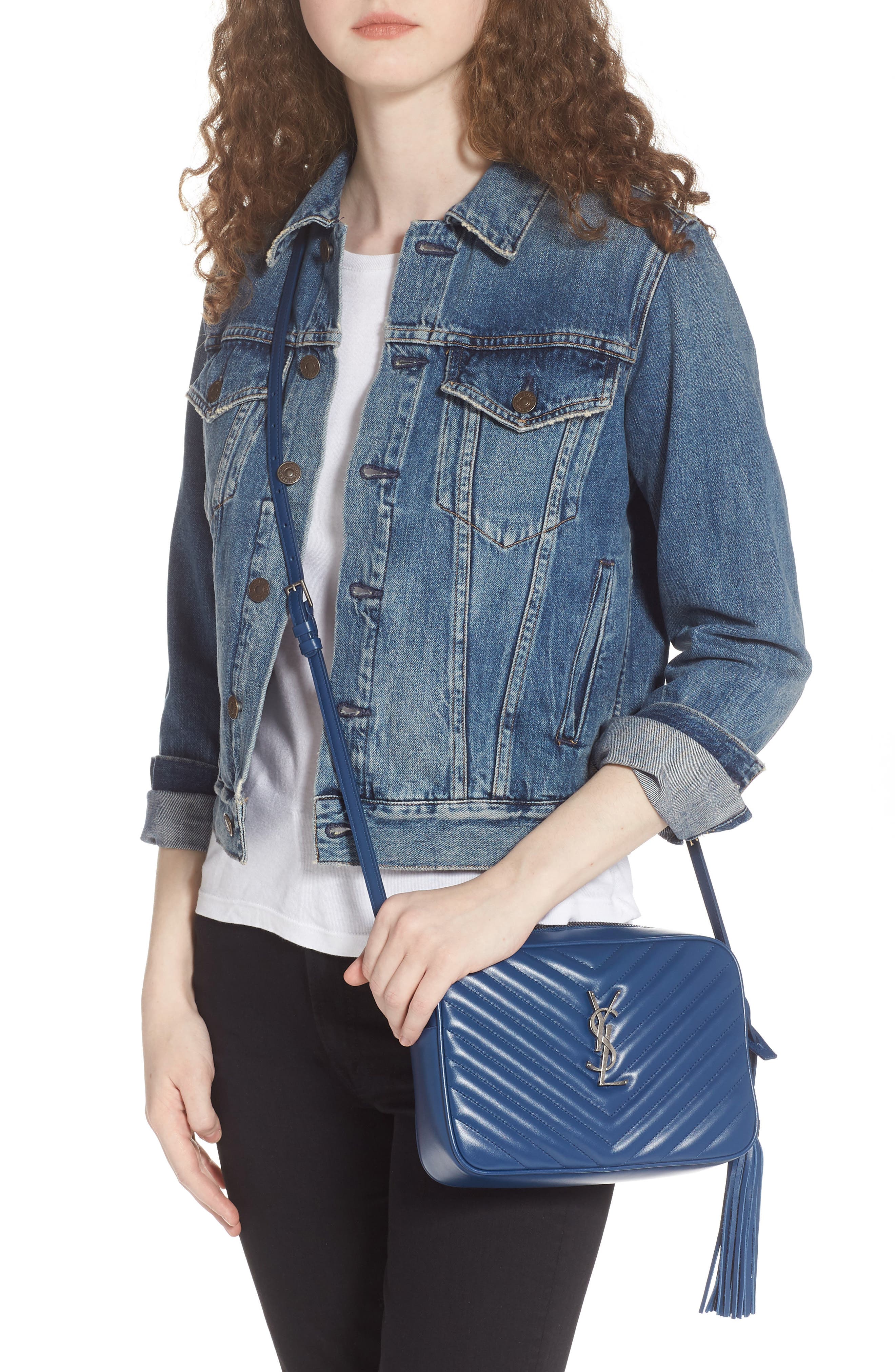 Lou Matelassé Leather Camera Bag, Alternate, color, SEA BLUE