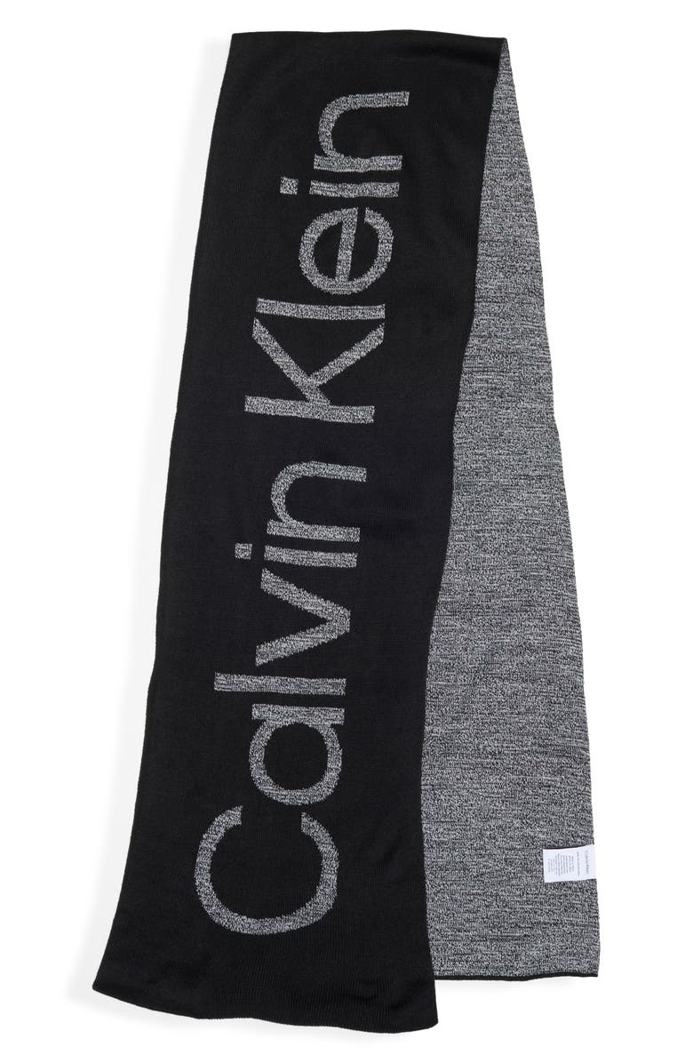 Calvin Klein Tweed Cuffed Beanie & Scarf Set, Alternate, color, Black