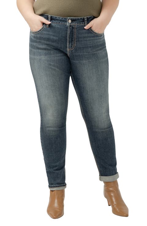 Girlfriend Distressed Skinny Jeans (Plus)