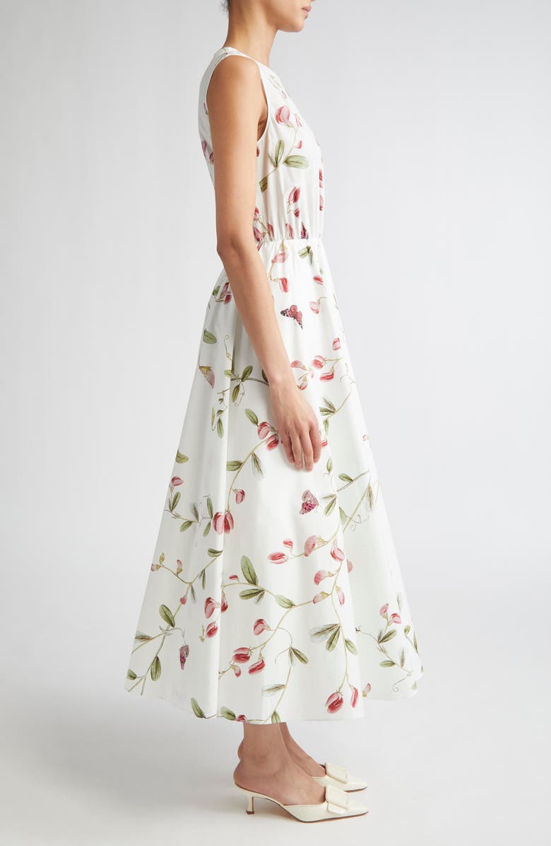 Giambattista Valli Tulip Print Sleeveless Cotton Poplin Dress, Alternate, color, Ivory/ Multi