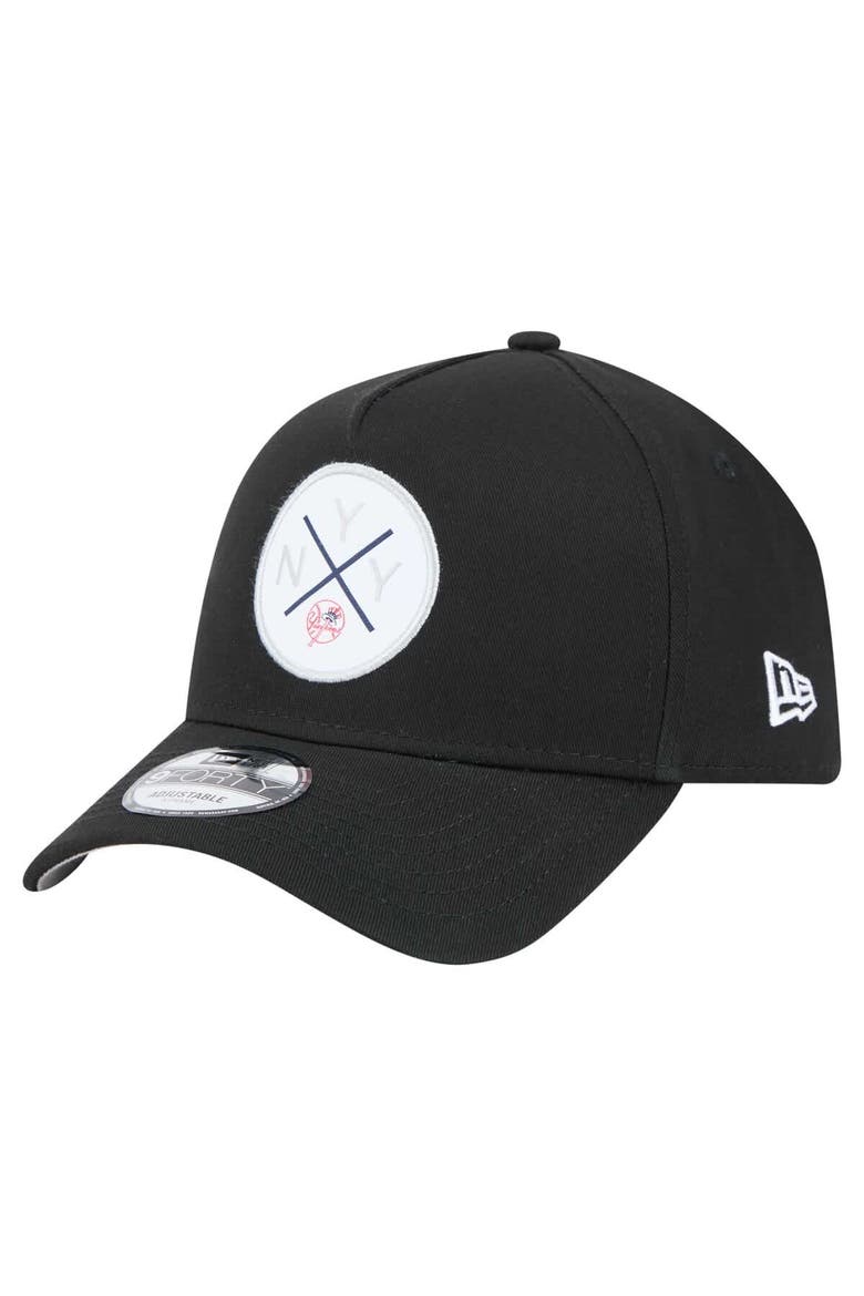 Men's New Era Black New York Yankees 9FORTY A-Frame Adjustable Hat, Main, color, Black