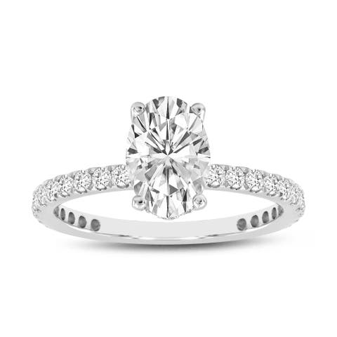 Eliana 14K White Gold Oval Lab Grown Diamond Hidden Halo Engagement Ring - 2 Ct