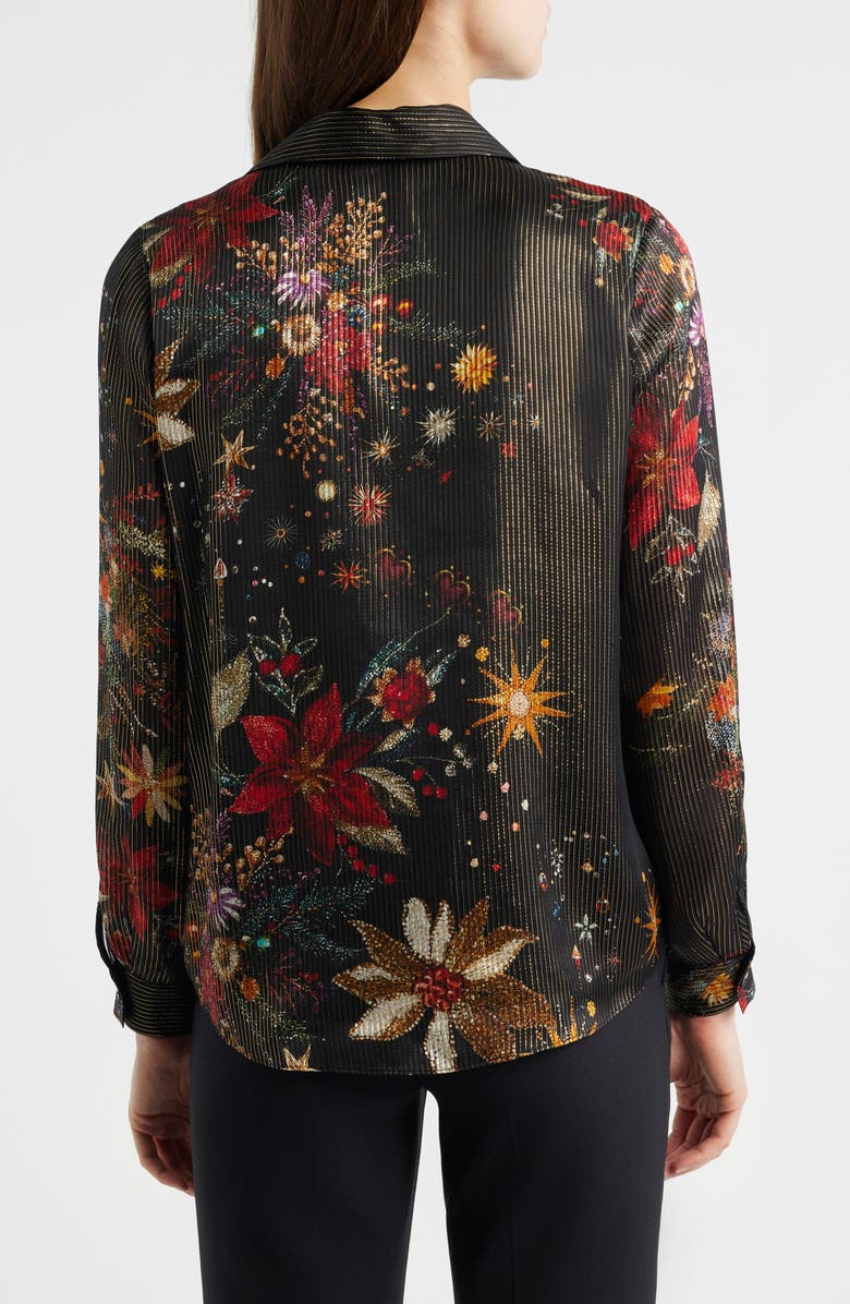 Elie Tahari The Madeline Silk Blend Button-Up Shirt, Alternate, color, Rhinestone Floral