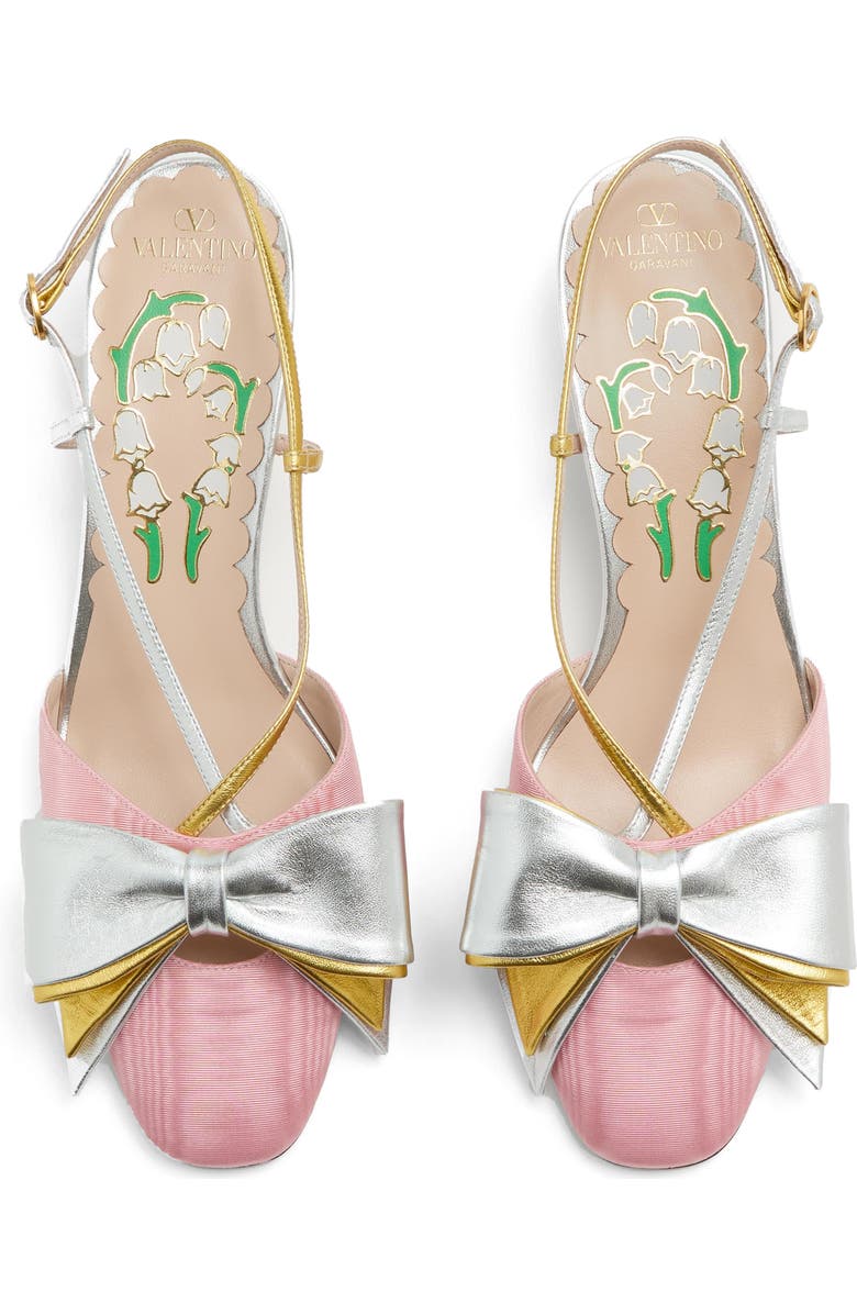 Valentino Garavani Bowow Slingback Pump, Alternate, color, Bubble/ Silver/ Gold