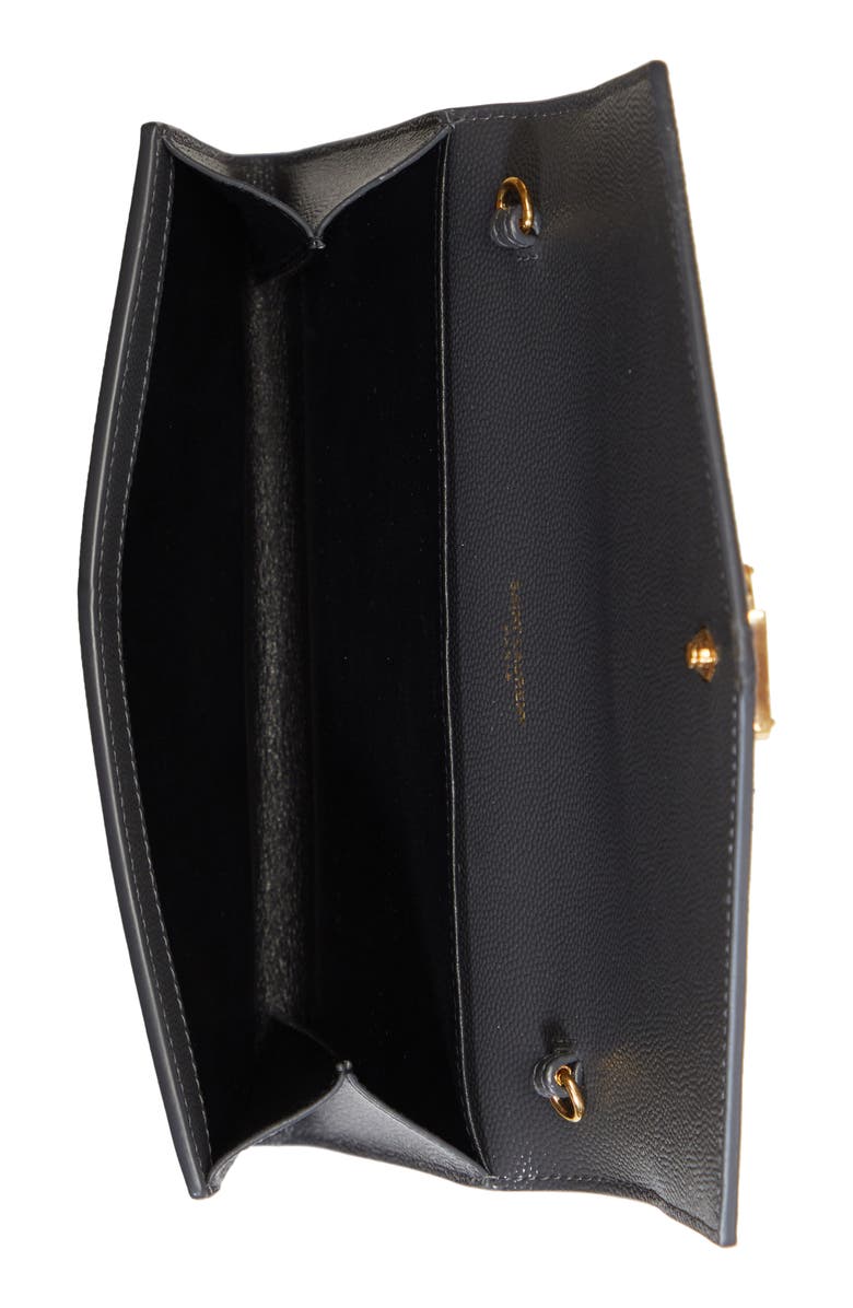 Saint Laurent Uptown Pebbled Calfskin Leather Wallet on a Chain, Alternate, color, 