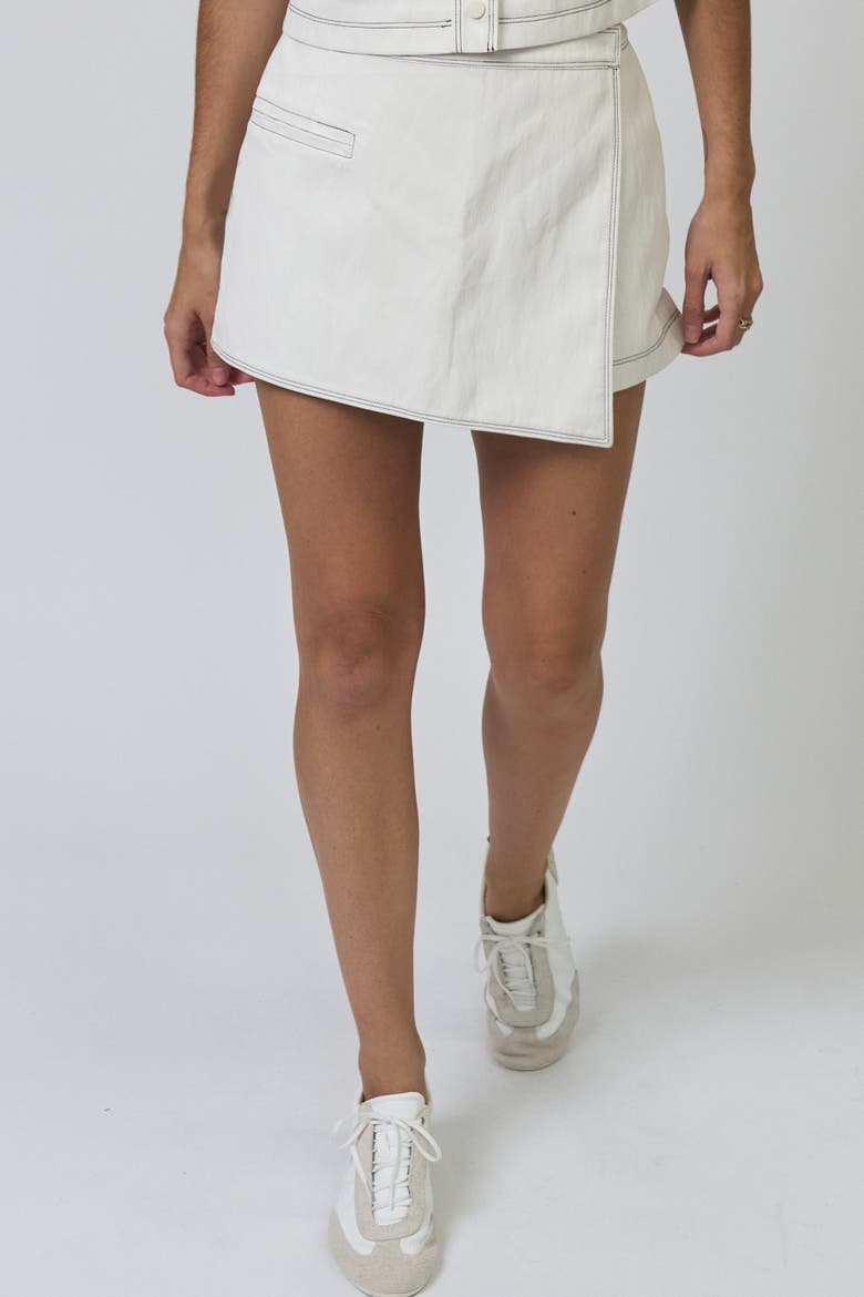 Chelsea Assymetrical Vegan Mini Skort, Main, color, BONE