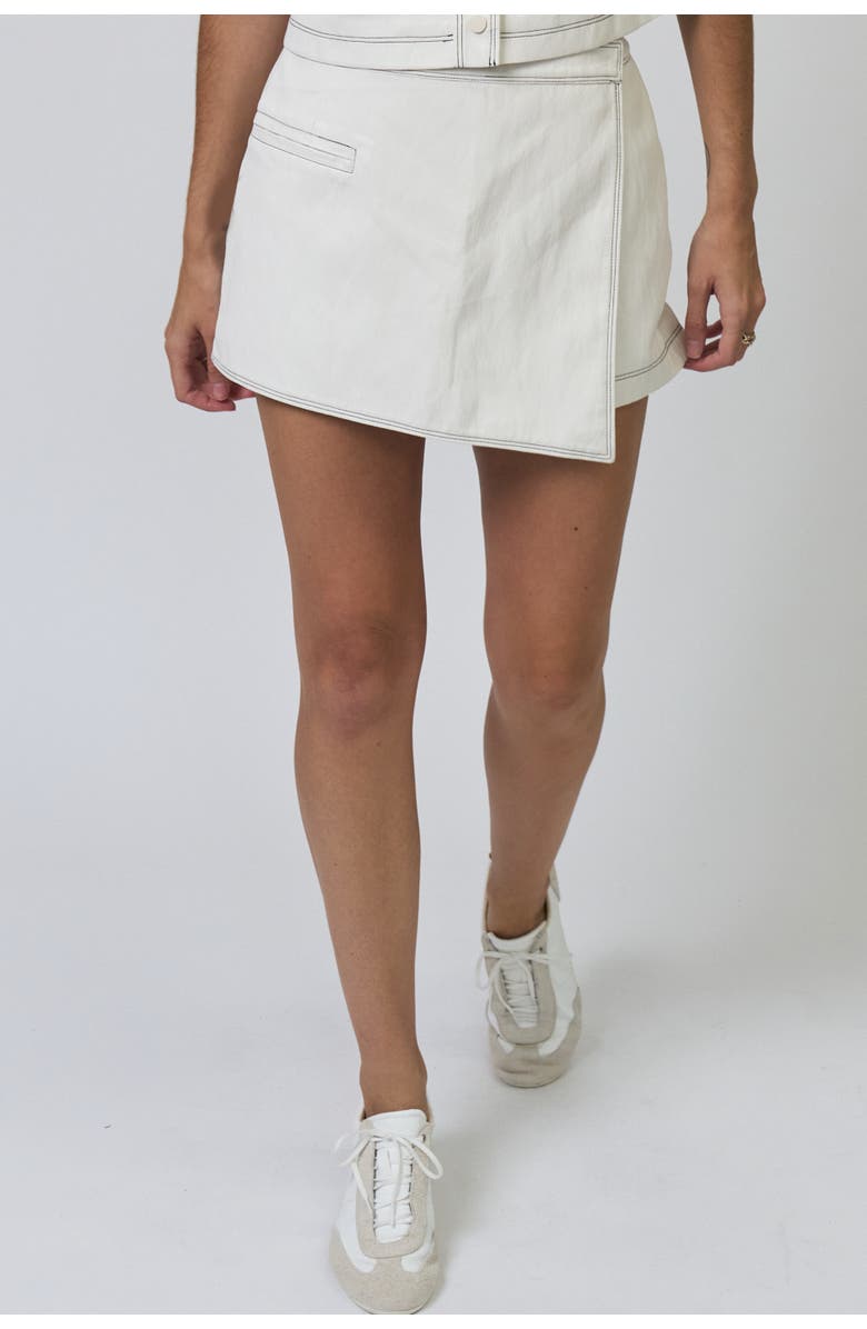 Central Park West Chelsea Assymetrical Vegan Mini Skort, Main, color, Bone