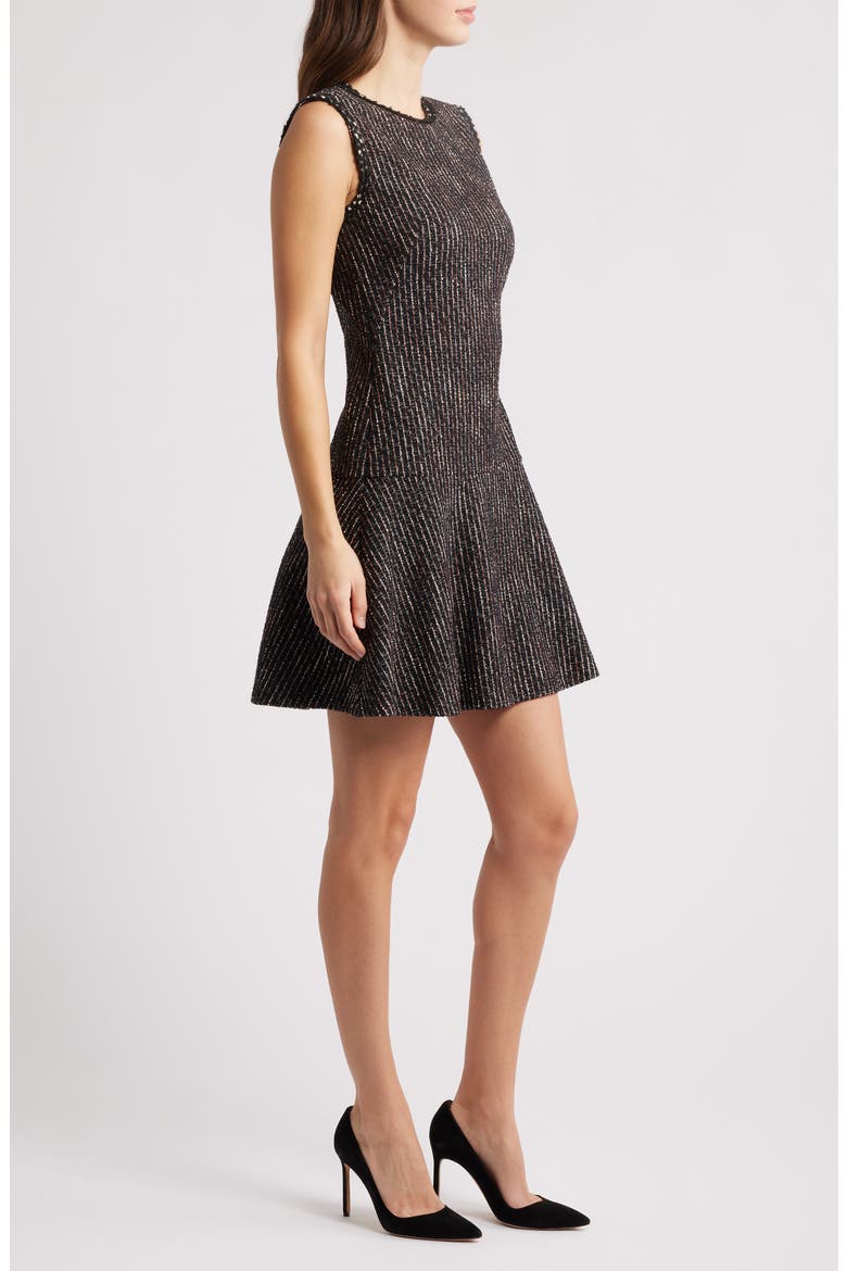 Datana Sleeveless Stripe Tweed Fit & Flare Dress, Alternate, color, OPEN MISC