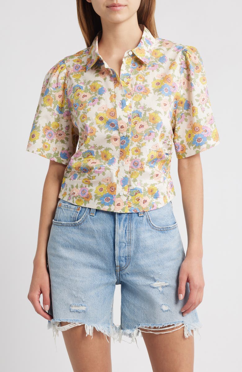 LOVE THE LABEL Sylvan Floral Cotton Button-Up Shirt, Main, color, Madeline Print