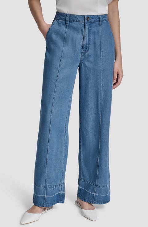 Front Seam Straight Leg Jeans (Liberty Sky Wash)