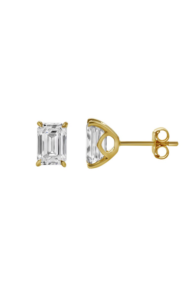 Viridian 14K Yellow Gold Lab Grown Emerald Cut Solitaire Diamond Earrings - 2.04 Cts, Main, color, 14K Yellow Gold
