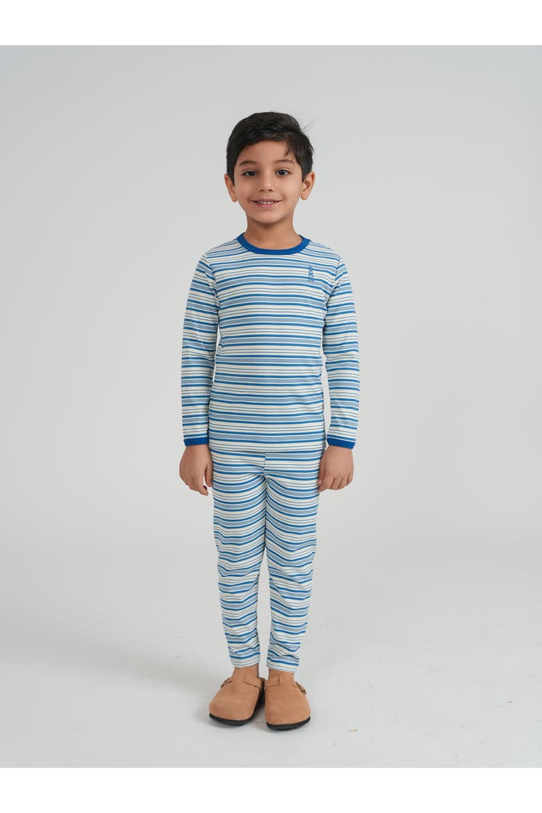 Stripped Lighthouse Striped Long Sleeve Top and Elastic Waist Pants 2 Piece Romper Set, Alternate, color, Blue