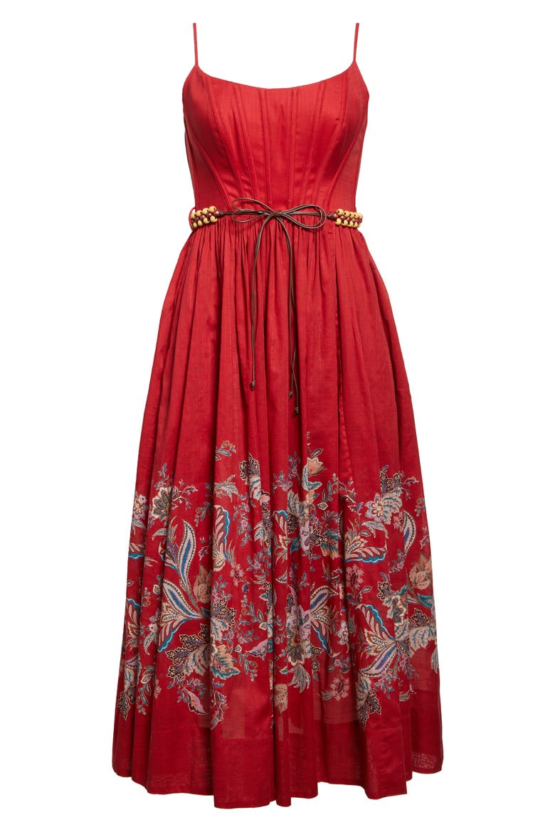 Rhiannon Paisley Print Corset Dress, Alternate, color, RED MULTI PAISLEY