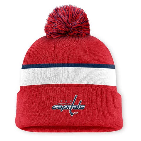 Men's Fanatics Red Washington Capitals Authentic Pro Rink Cuffed Knit Hat with Pom