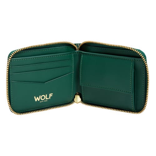 Wolf Signature Zip Wallet In Green