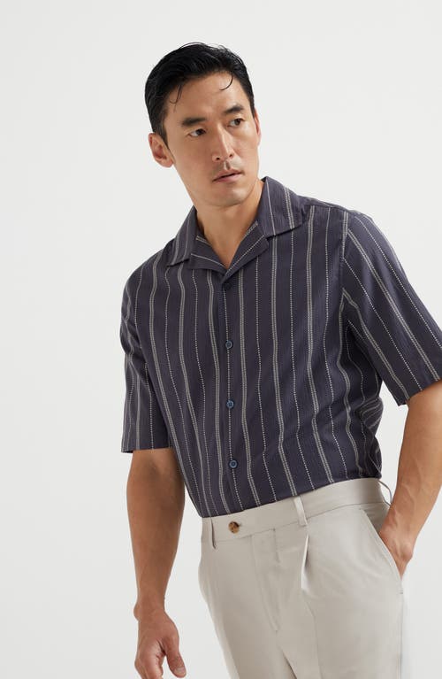Brunello Cucinelli Gestreiftes Hemd In Blue