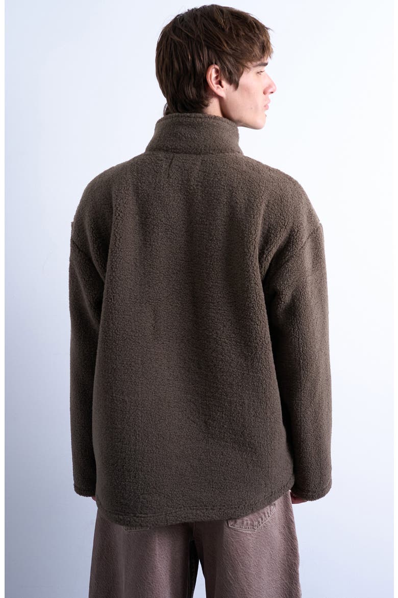 Quarter Zip High Pile Fleece Sweatshirt, Alternate, color, DARK BROWN