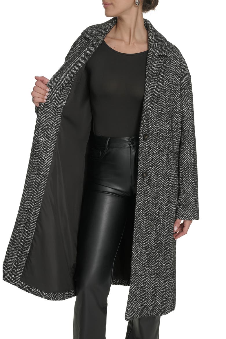 Longline Coat, Alternate, color, BLACK HOUNDSTOOTH