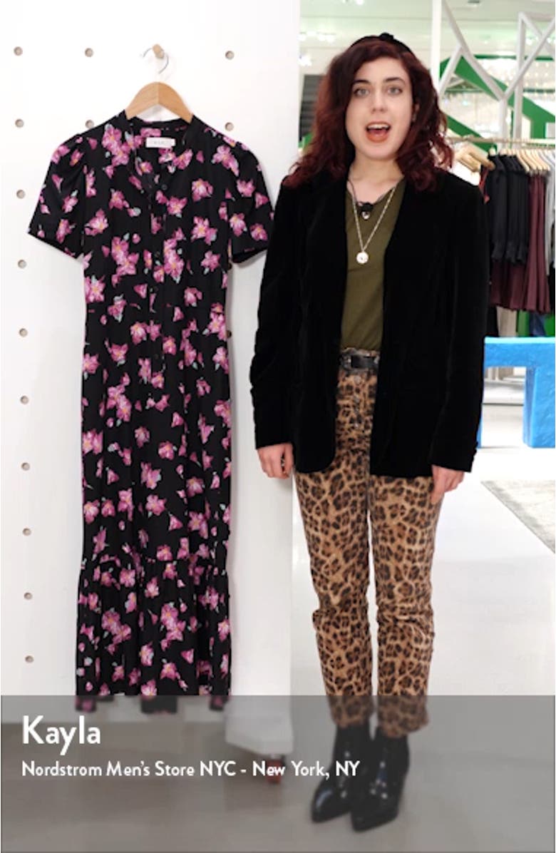 Dylan Floral Puff Sleeve Stretch Silk Shirtdress, sales video thumbnail