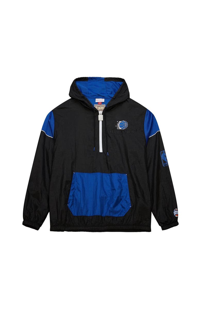 Mitchell & Ness Unisex Mitchell & Ness  Black Orlando Magic Hardwood Classics Team OG 3.0 Anorak Half-Zip Windbreaker Jacket, Main, color, 