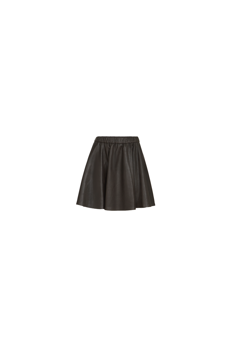 Polished nappa leather mini circle skirt, Alternate, color, Coffee