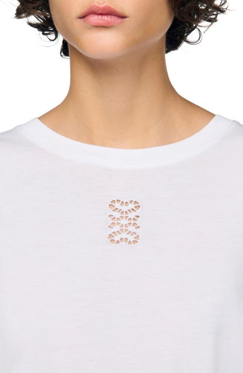 Sandro Ezrane Embroidered Long Sleeve Tee In White