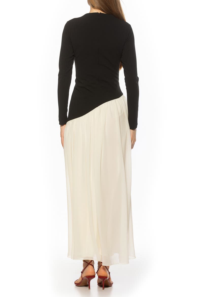 Dakota Long Sleeve Gown, Alternate, color, BLACK/ OFF WHITE