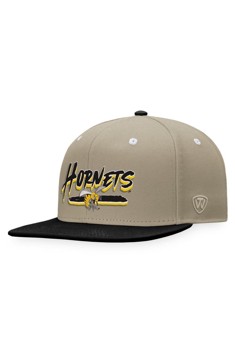 TOP OF THE WORLD Men's Top of the World Khaki/Black Alabama State Hornets Land Snapback Hat, Main, color,