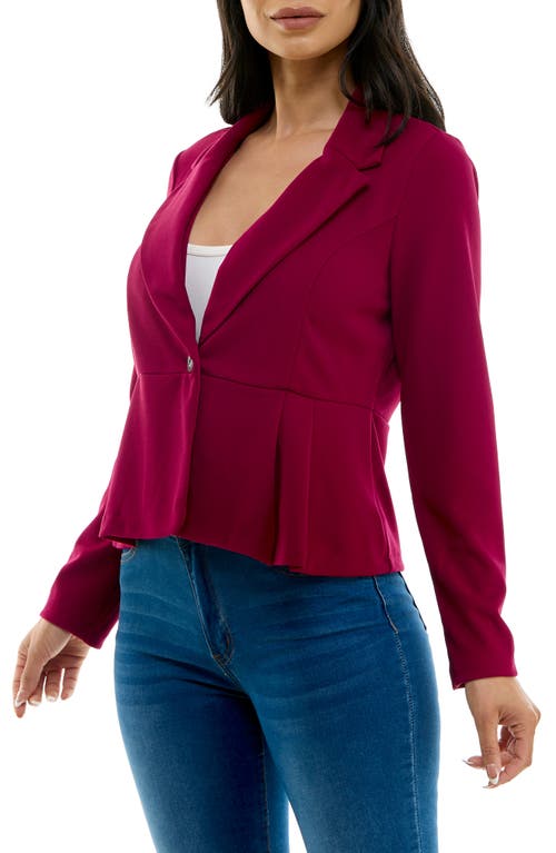 Shop Nina Leonard Notch Lapel Peplum Blazer In Sangria