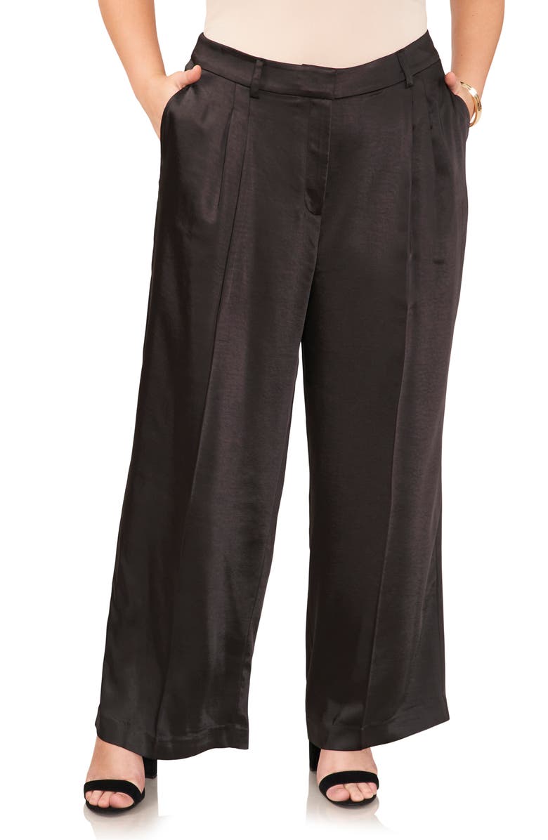 Vince Camuto Pleated Wide Leg Satin Pants, Main, color, 