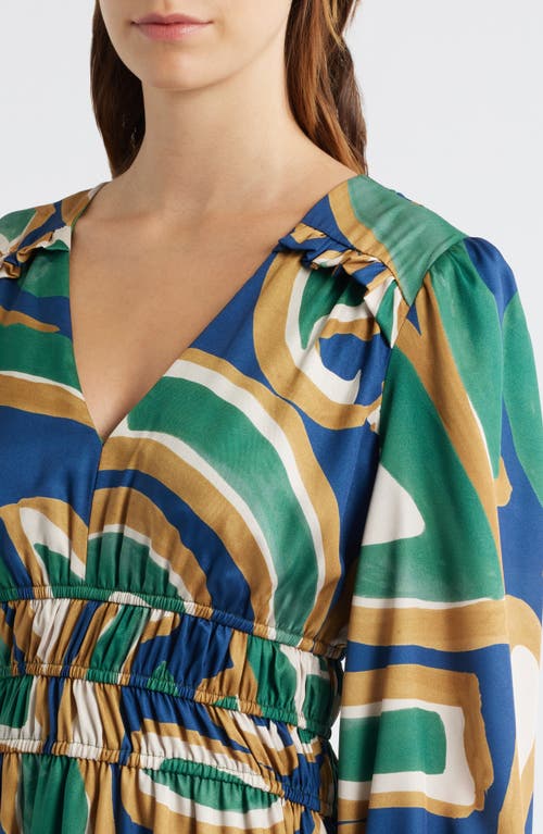 Julia Jordan Abstract Print Long Sleeve Midi Dress In Green