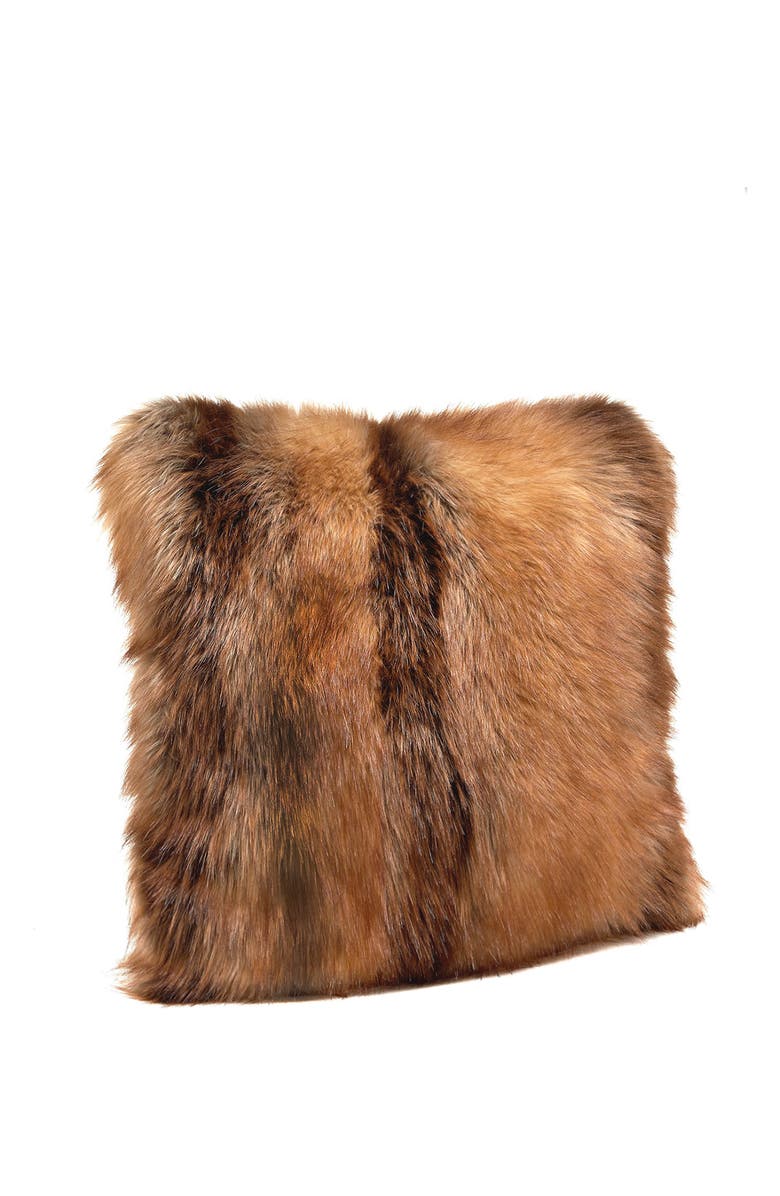 DONNA SALYERS FABULOUS FURS Faux Fur Red Fox Pillow, Main, color, 