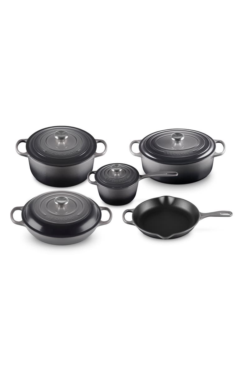 Le Creuset Signature 9-Piece Enameled Cast Iron Set, Main, color, Oyster